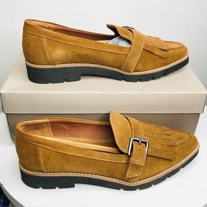 Franco Sarto NWT Darius fringe loafers brown suede SZ 9. R2
